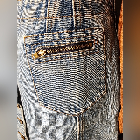 Button Down Blue Jean Mini Skirt - Picture 4 of 4